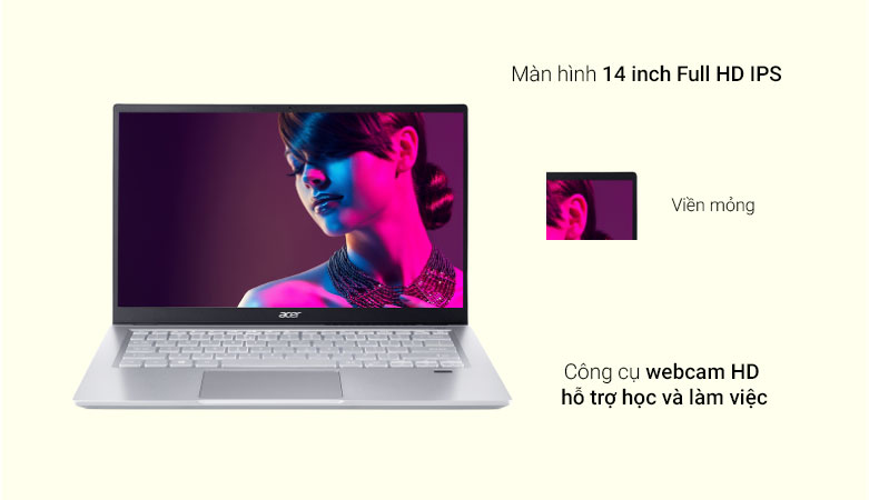 Máy tính xách tay/ Laptop Acer Swift 3 SF314-511-55QE (NX.ABNSV.003) (i5-1135G7) (Bạc) | Màn hình 14 inch Full HD IPS