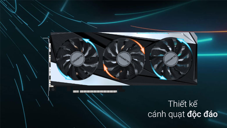 Card màn hình GIGABYTE GeForce RTX 3060 Ti GAMING OC 8G | Thiết kế cánh quạt độc đáo