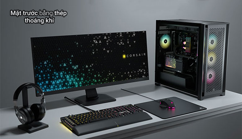 Vỏ máy tính/ Case Corsair 5000D Airflow TG Black | Mặt trước bằng thép thoáng khí