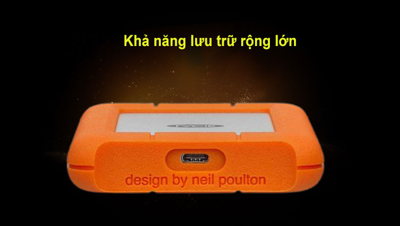 Ổ cứng gắn ngoài chống sốc Lacie Rugged Type-C 2TB USB-C + SRS (STFR2000800) | Khả năng lưu trữ rộng lớn