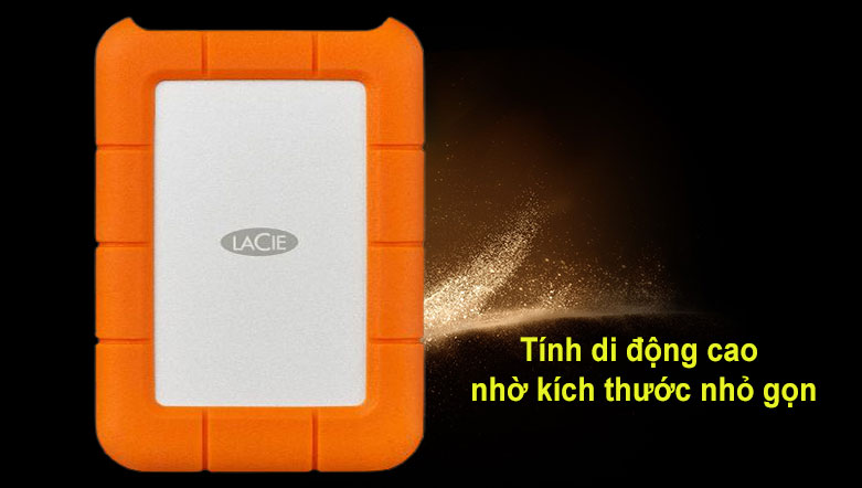 Ổ cứng gắn ngoài chống sốc Lacie Rugged Type-C 2TB USB-C + SRS (STFR2000800) | Tính di động cao