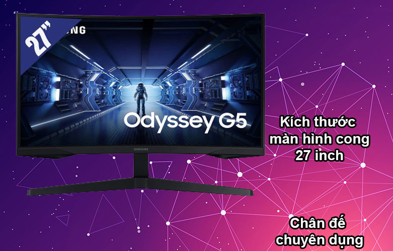 Màn hình cong Samsung 27" LC27G55TQWEXXV | Kích thước rộng, Chân đế chuyên dụng