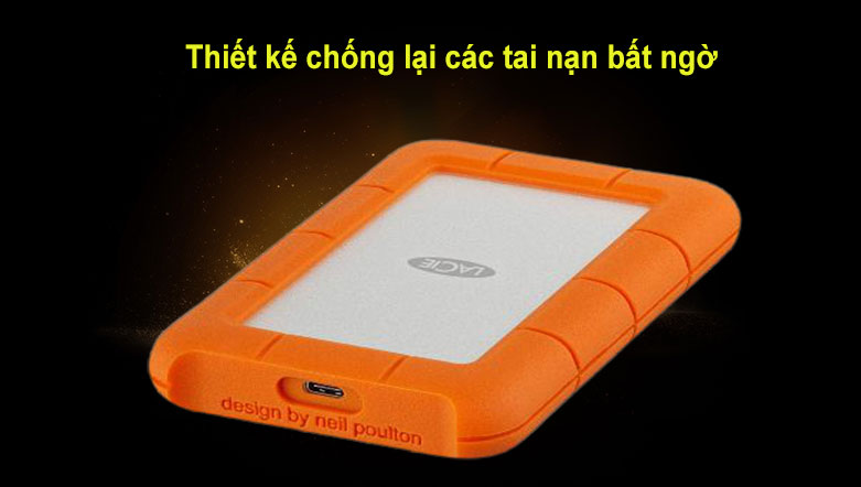 Ổ cứng gắn ngoài chống sốc Lacie Rugged Type-C 2TB USB-C + SRS (STFR2000800) | Hỗ trợ chống sốc