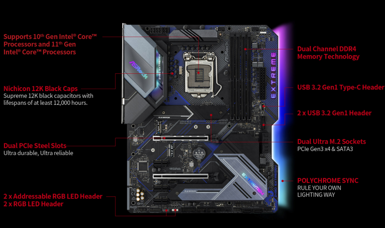 Mainboard Asrock Z490 Extreme4 | Thiết kế với kích thước tiêu chuẩn ATX