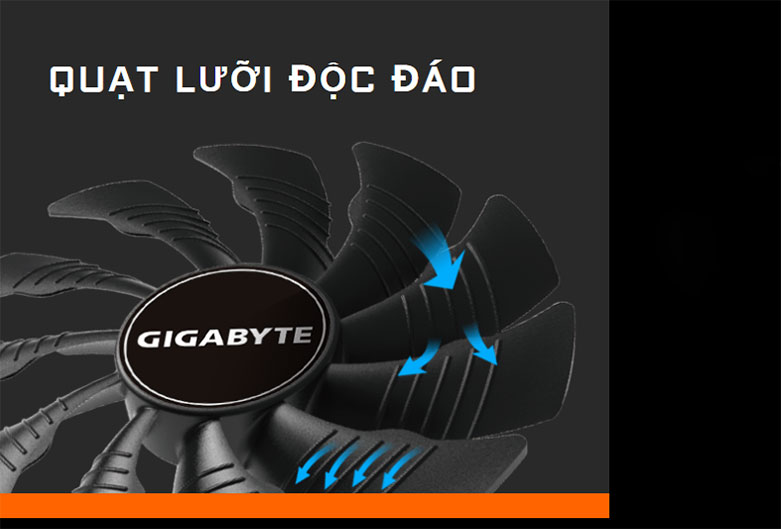 VGA Gigabyte GeForce GTX 1650 D6 OC (GV-N1656OC-4GD) | Quạt lưỡi độc đáo