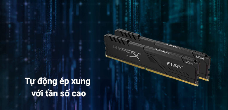 Ram DDR4 Kingston HyperX Fury Black 16GB (3200) (HX432C16FB4/16) | Tự động ép xung với tần số cao lên đến 3200MHz