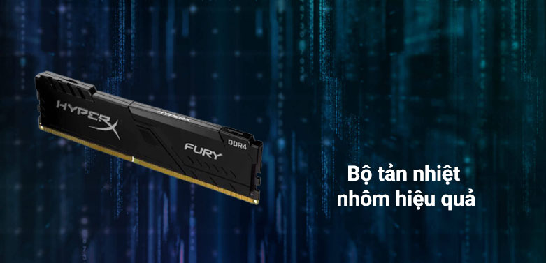 Ram DDR4 Kingston HyperX Fury Black 16GB (3200) (HX432C16FB4/16) | Bộ tản nhiệt nhôm hiệu quả