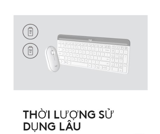 Bộ bàn phím, chuột không dây Logitech MK470 Slim | Thời lượng sử dụng lâu 