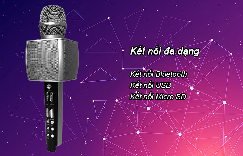 Mic karaoke YS-92 SUYOSD (Bạc) | Kết nối đa dạng 