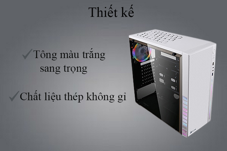 Case Golden Field N27W (1 Fan 120mm LED) | Vỏ ngoài màu trắng sang trọng