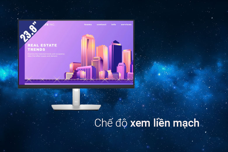 Màn hình LCD Dell 23.8'' P2422H (1920x1080, IPS, 60Hz, 5ms GtG) | Chế độ xem liền mạch