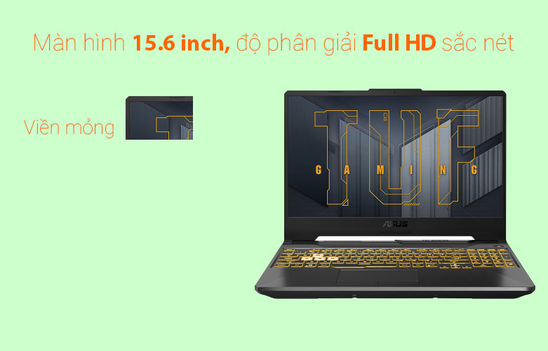 Máy tính xách tay/ Laptop Asus TUF Gaming FX506HCB-HN139T (i5-11400H) (Xám) | Độ phân giải Full HD sắc nét