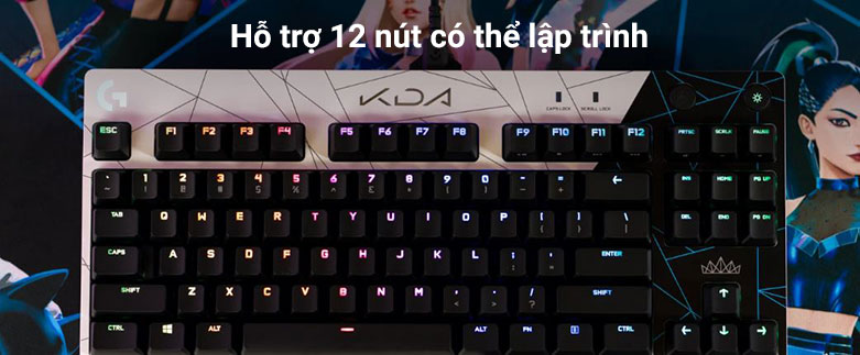 Bàn phím không dây gaming Logitech Pro K/DA | Hỗ trợ 12 nút có thể lập trình
