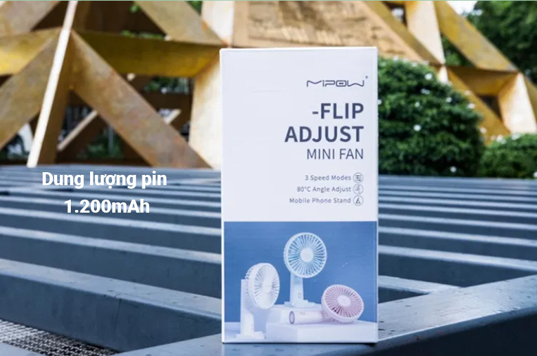 Quạt Thông Minh Mipow Flip Adjust Mini Fan (Hồng) | Dung lượng pin 1200mAh
