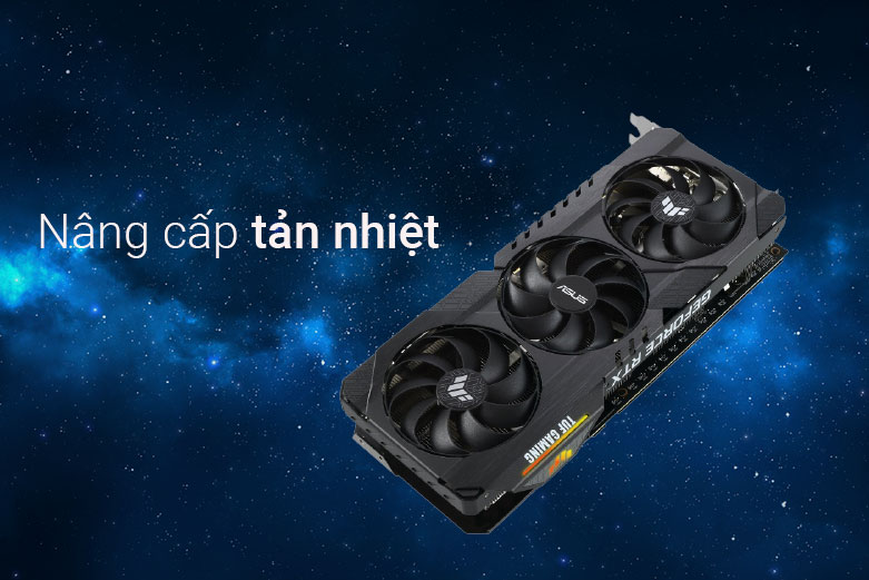 Card màn hình/ VGA ASUS TUF Gaming GeForce RTX™ 3060 Ti V2 OC Edition 8GB GDDR6 ( TUF-RTX3060TI-O8G-V2-GAMING) | Nâng cấp tản nhiệt