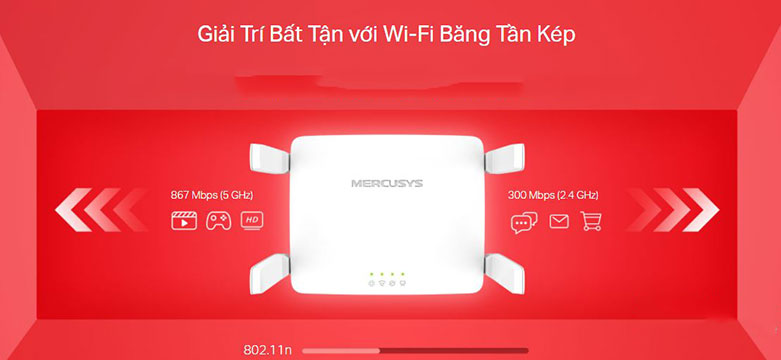 Thiết bị mạng/ Router Mercusys AC10 | Giải trí bất tận