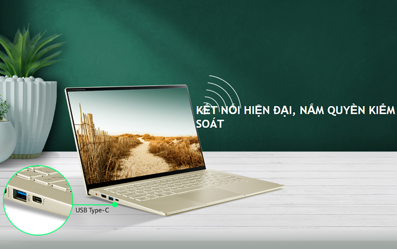 Laptop Acer Swift 5 SF514-55T-51NZ (NX.HX9SV.002) (i5-1135G7) (Vàng) | Đa dạng cổng kết nối 