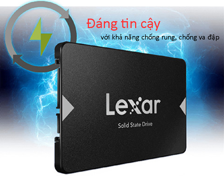 Ổ cứng SSD Lexar 2.5" 256GB Sata III 6Gb/s (NS100-256GB) | Thiết kế nhỏ gọn với chuẩn kết nối SATA III 6Gb/s