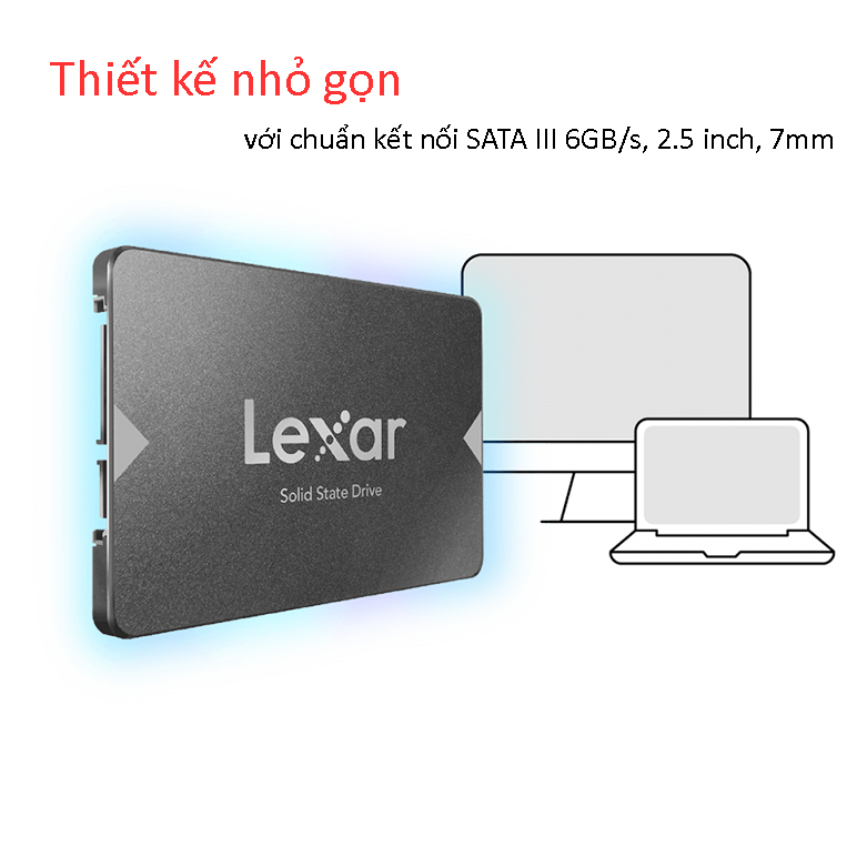 Ổ cứng SSD Lexar 2.5" 256GB Sata III 6Gb/s (NS100-256GB) | Dung lượng 256GB đáp ứng nhu cầu cơ bản cùng tốc độ xử lý cao