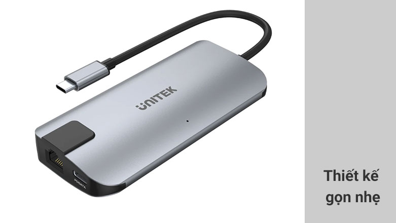 Bộ chia/ Hub Type-C -> HDMI +VGA+LAN Unitek Y-DK 09016 GY | Thiết kế gọn nhẹ
