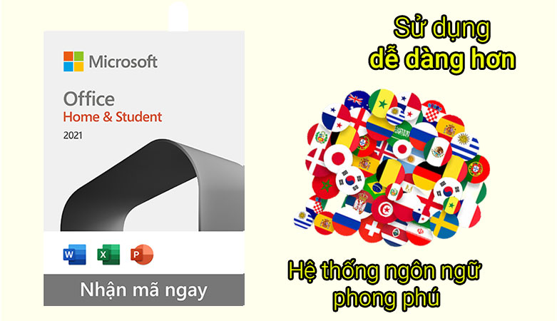 Phần mềm Microsoft Office Home and Student 2021 All Lng APAC EM PK Lic Online DwnLd NR (79G-05337) | Sử dụng dễ dàng hơn