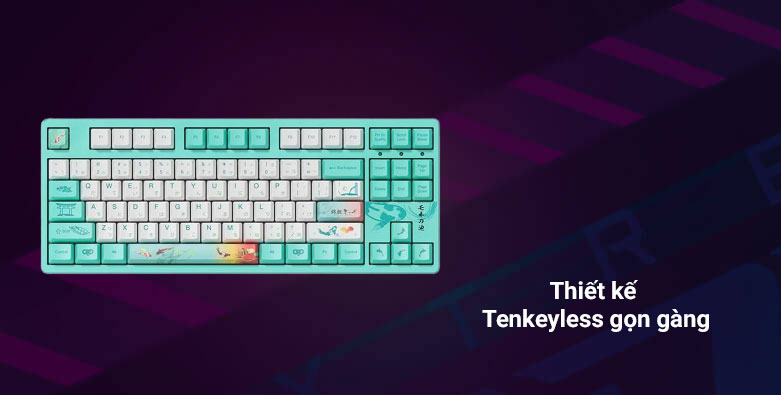 Bàn phím Akko 3087 v2 Monet's Pond (Akko Pink Switch) | Thiết kế gọn gàng