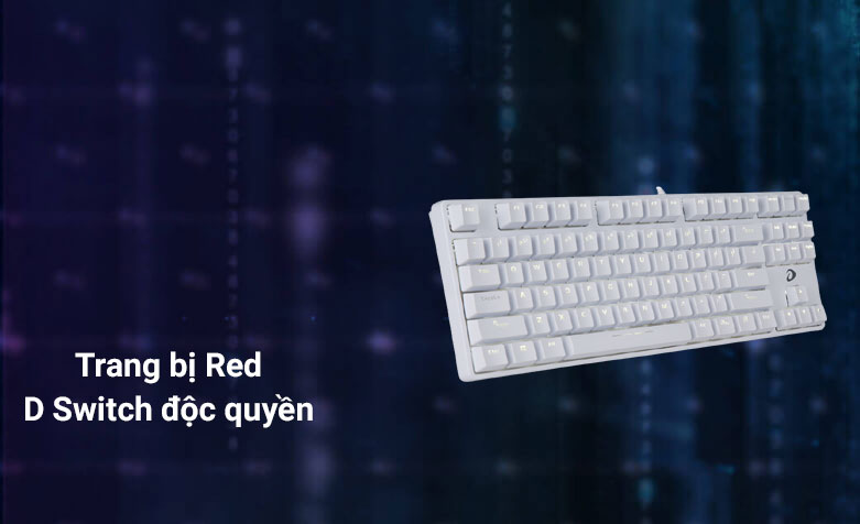 Bàn phím cơ DareU EK87 White Red D Switch (Trắng) | Trang bị Red D Switch độc quyền