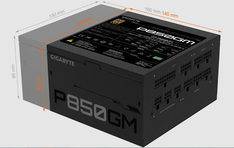 Power Gigabyte GP-P850GM 850W 80 Plus Gold Modular | Thiết kế nhỏ gọn hiện đại 