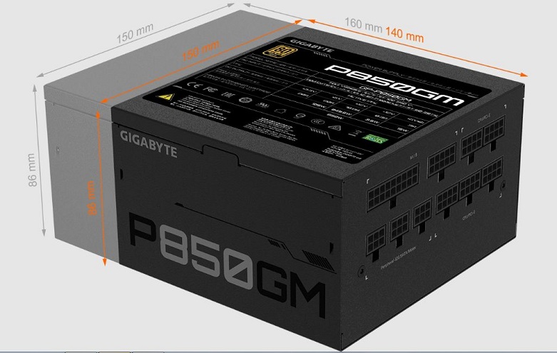 Power Gigabyte GP-P850GM 850W 80 Plus Gold Modular | Thiết kế nhỏ gọn hiện đại