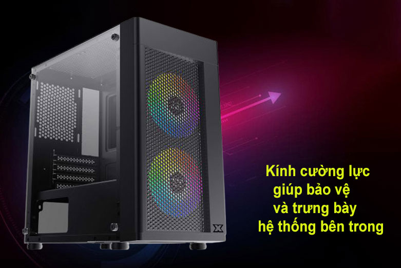 Thùng máy/ case Xigmatek AERO 2F (2 FAN X20F) Đen (EN46591) | Kính cường lực 