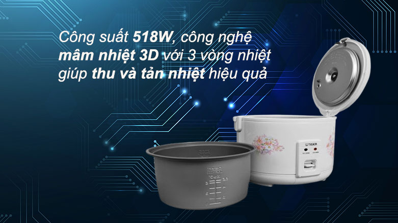 Nồi cơm điện Tiger JNP-1000 Màu trắng (FL) | Công suất 518W