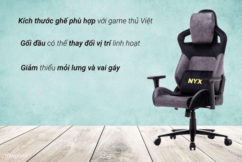 Ghế E-dra NYX EGC222 (Đen Xám) | Kích thước ghế phù hợp