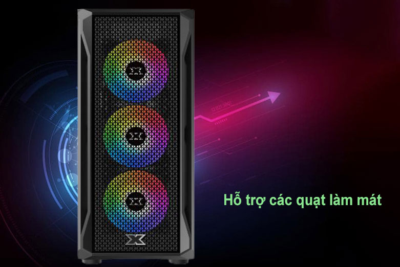 Case Xigmatek GAMING X 3FX (3 FAN X20ARGB) Đen (EN46188) | Hỗ trợ quạt làm mát