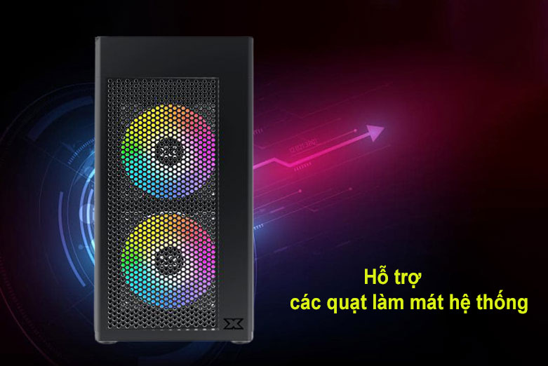 Thùng máy/ case Xigmatek AERO 2F (2 FAN X20F) Đen (EN46591) | Hỗ trợ các quạt làm mát hệ thống 