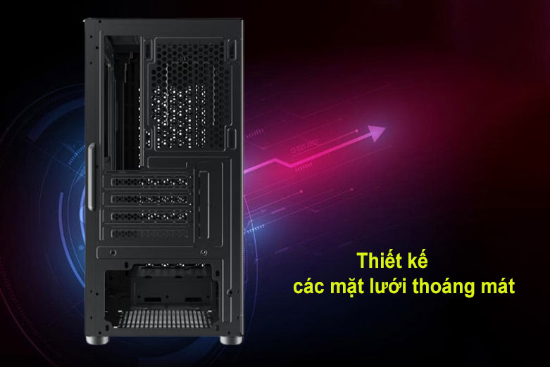 Thùng máy/ case Xigmatek AERO 2F (2 FAN X20F) Đen (EN46591) | Thiết kế các mặt lưới thoáng mát