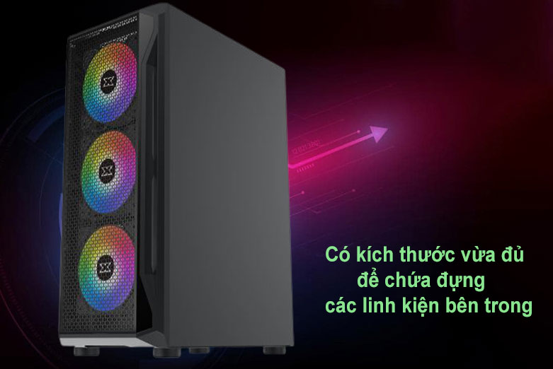 Case Xigmatek GAMING X 3FX (3 FAN X20ARGB) Đen (EN46188) | Kích thước vừa đủ 