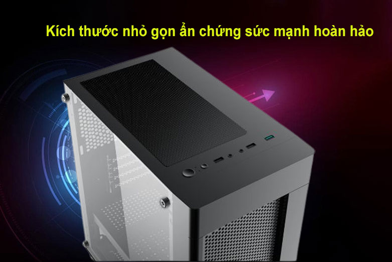 Thùng máy/ case Xigmatek AERO 2F (2 FAN X20F) Đen (EN46591) | Kích thước nhỏ gọn 