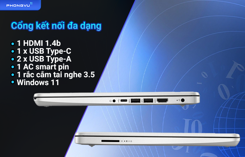 HP 14s-fq1065AU | Cổng kết nối đa dạng