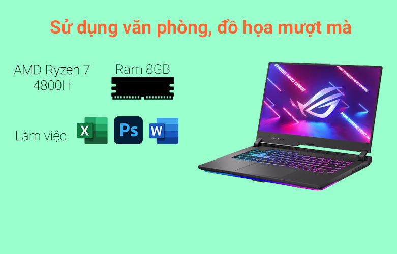 Máy tính xách tay/ Laptop Asus ROG Strix G15 G513IC-HN002T | Độ phân giải Full HD sắc nét