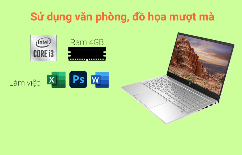 Laptop HP Pavilion 14-dv0520TU (46L92PA) (i3-1125G4) (Bạc) | Màn hình sắc nét