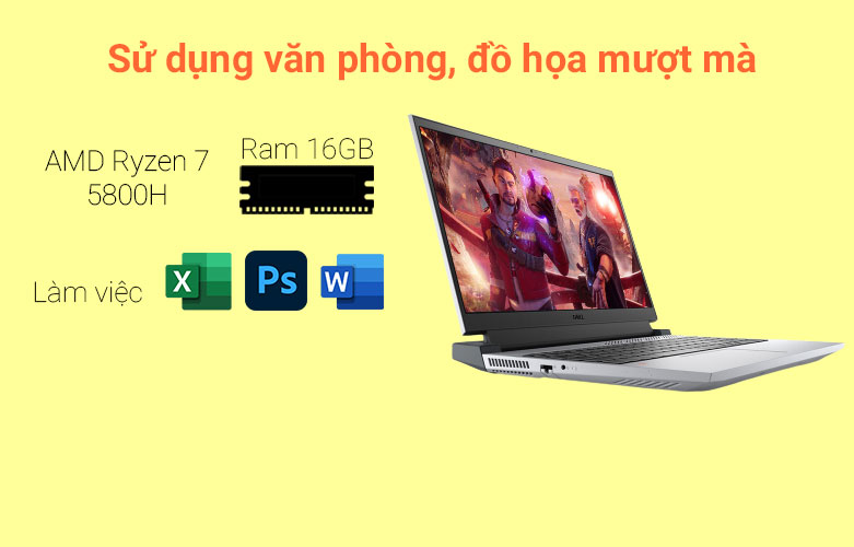 Máy tính xách tay/ Laptop Dell Gaming G15 5515 (5515-70266675) (AMD Ryzen 7 5800H) (Xám) | Độ phân giải sắc nét