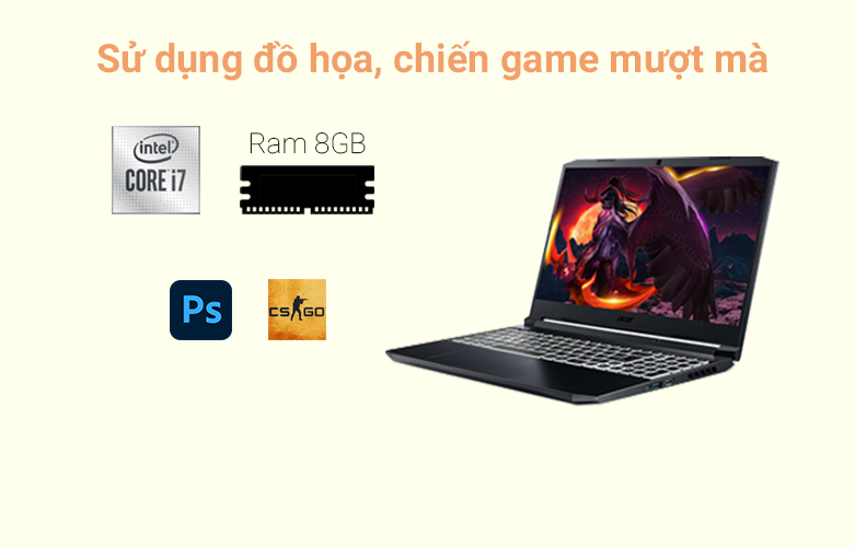 Laptop Acer Nitro 5 AN515-57-71VV (NH.QENSV.005) | Sử dụng đồ họa, chiến game mượt