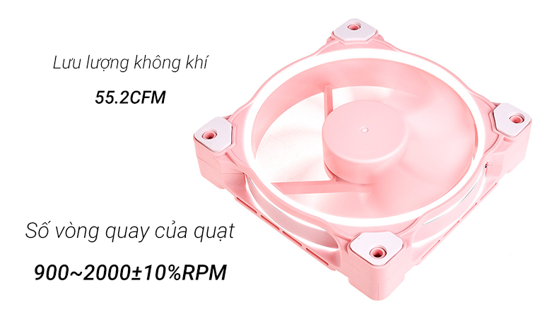 Quạt case ID-COOLING ZF-12025 (Hồng) | Hỗ trợ đèn LED trắng