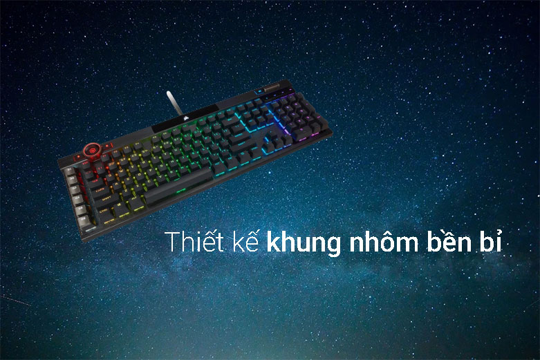Bàn phím cơ Corsair K100 RGB MX Speed | Thiết kế khung nhôm bền bỉ