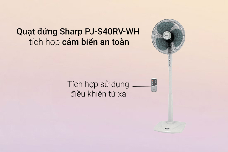 Quạt đứng Sharp PJ-S40RV-WH (Trắng)| Tích hợp sử dụng điều khiển từ xa