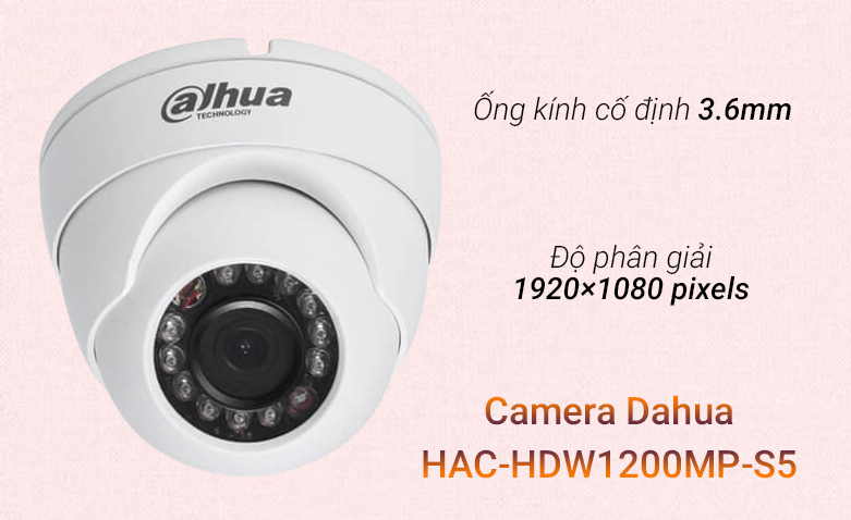 Camera Dahua HAC-HDW1200MP-S5 | Ống kính cố định