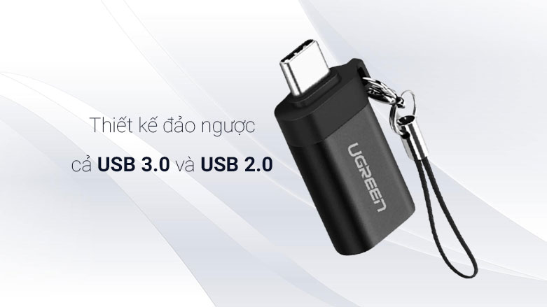 Đầu chuyển USB Type-C sang USB 3.0 Ugreen 50283 (Đen) | Thiết kế đảo ngược cả USB 3.0 và 2.0