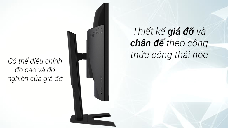 Màn hình LCD 27'' GIGABYTE G27FCA-EK| Thiết kế giá đỡ và chân đế theo công thức công thái học