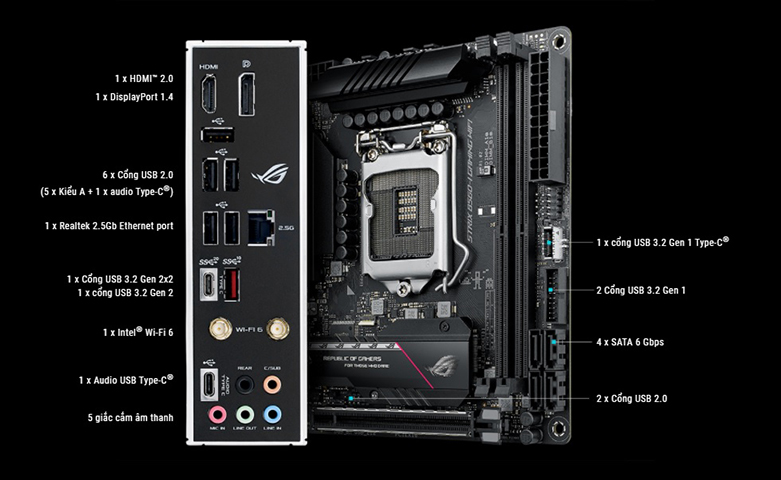 Bo mạch chính/ Mainboard ASUS ROG-STRIX B560-I GAMING (WIFI) | Mát hơn nhờ thiết kế