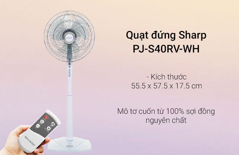 Quạt đứng Sharp PJ-S40RV-WH (Trắng)| Kết cấu hiện đại 